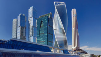 Blick auf das Moskauer International Business Center.